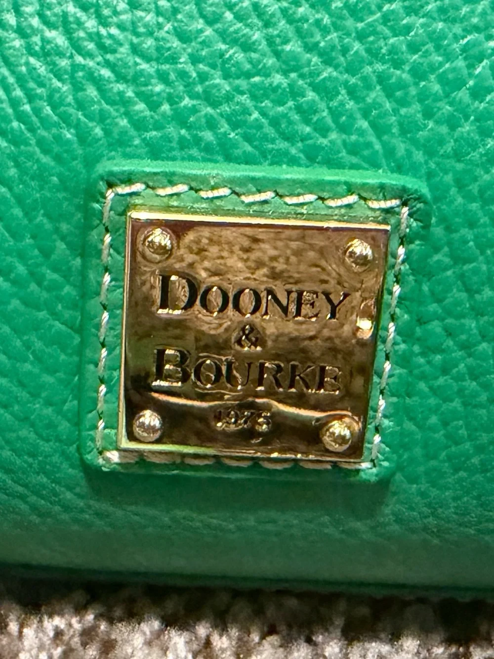 Dooney & Bourke Kelly Green Lucca Pebbled Leather Satchel with Gold Hardware